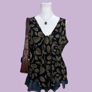 vintage 90s black brown boho downtown it girl elevated basic silk top